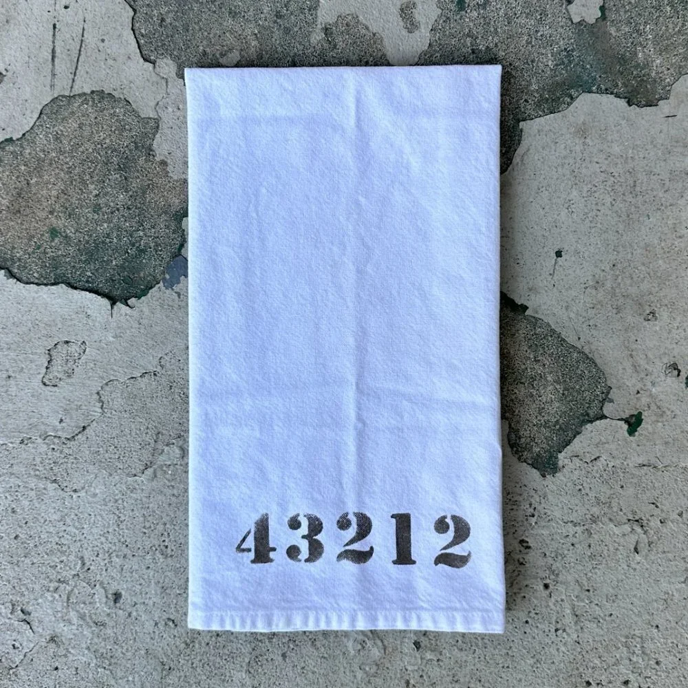 Marshes Fields and Hills Ohio 43212 Zip Code Tea Towel